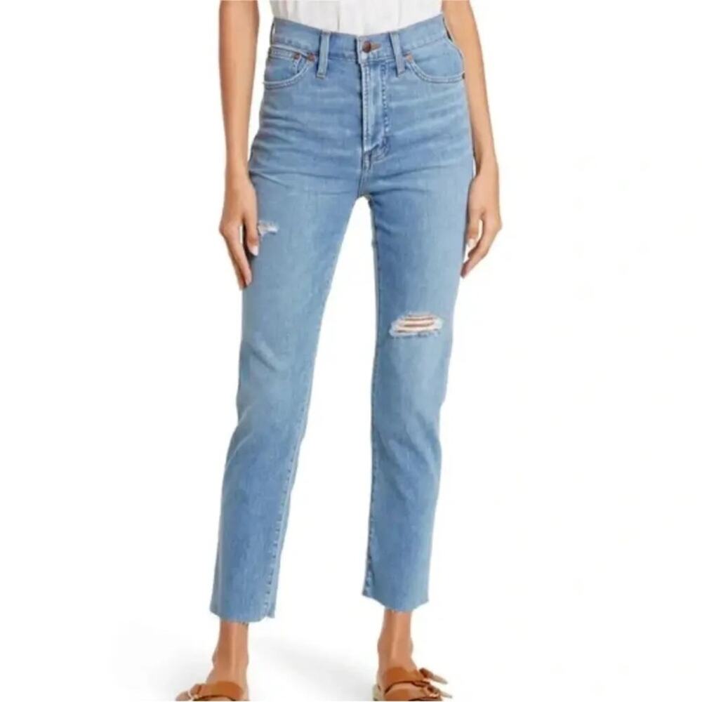 Madewell The Perfect Vintage Jean Cotton Medium Wash Raw Hem Jeans Size 24